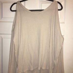 Open shoulder Creme Colored Sweater